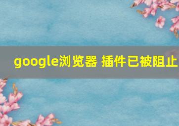 google浏览器 插件已被阻止